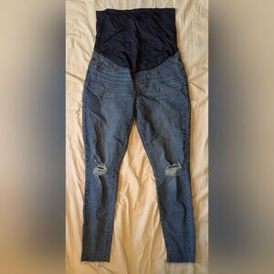 Signature by Levi Strauss Blue Distressed Maternity Skinny Jeggings